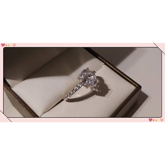 1.67 Ct. Oval/Round Pave Genuine Diamond Simulant Engagement/Bridal Ring Sz 8 - Picture 2 of 4